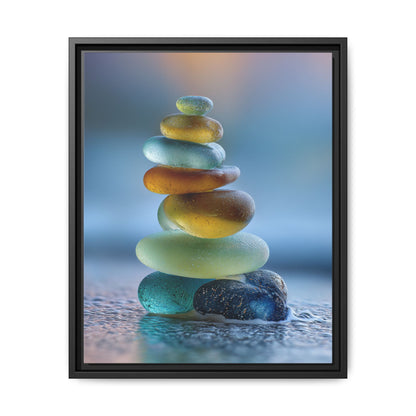 Calming Green Stones Framed Canvas Wall Art