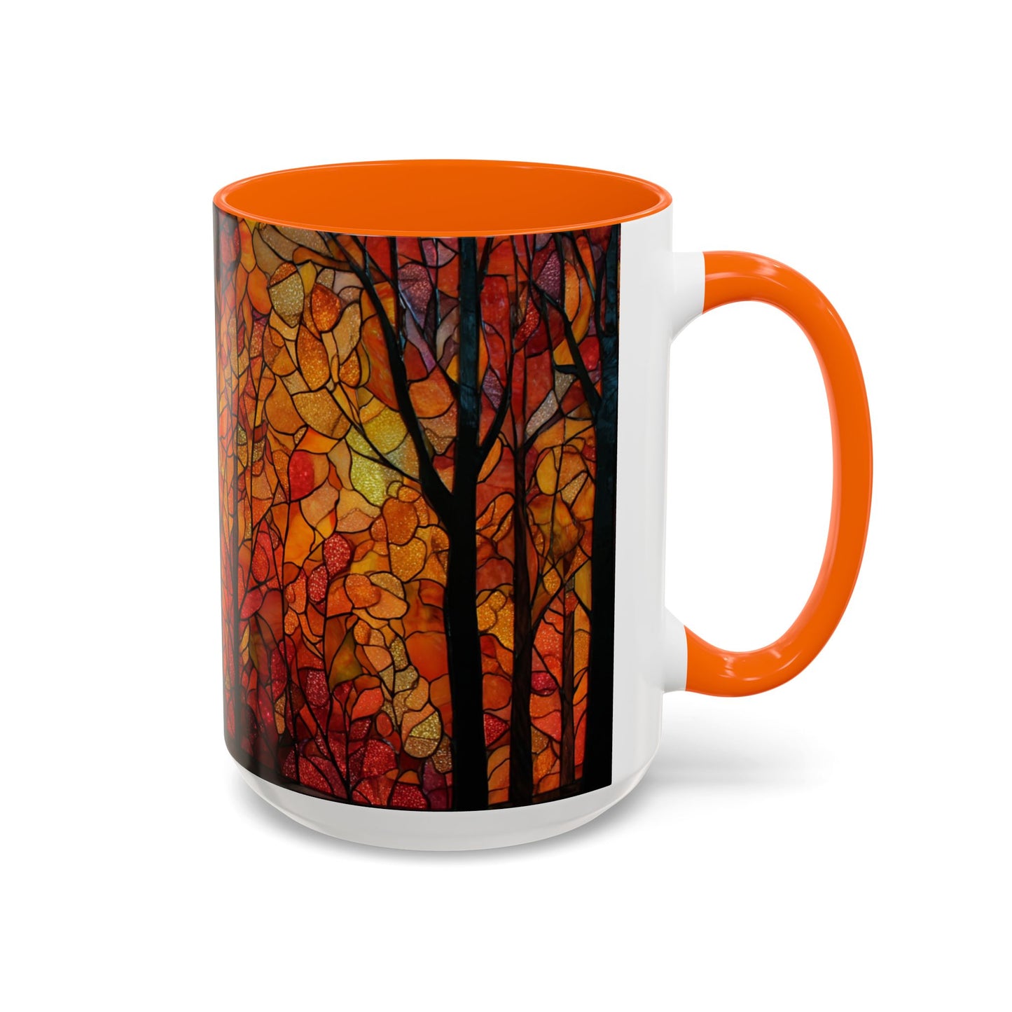 Autumn and Black Cat Stained Glass Effect Mug