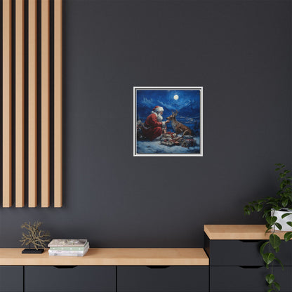 Dramatic Santa Claus Reindeer Christmas Framed Canvas Wall Art