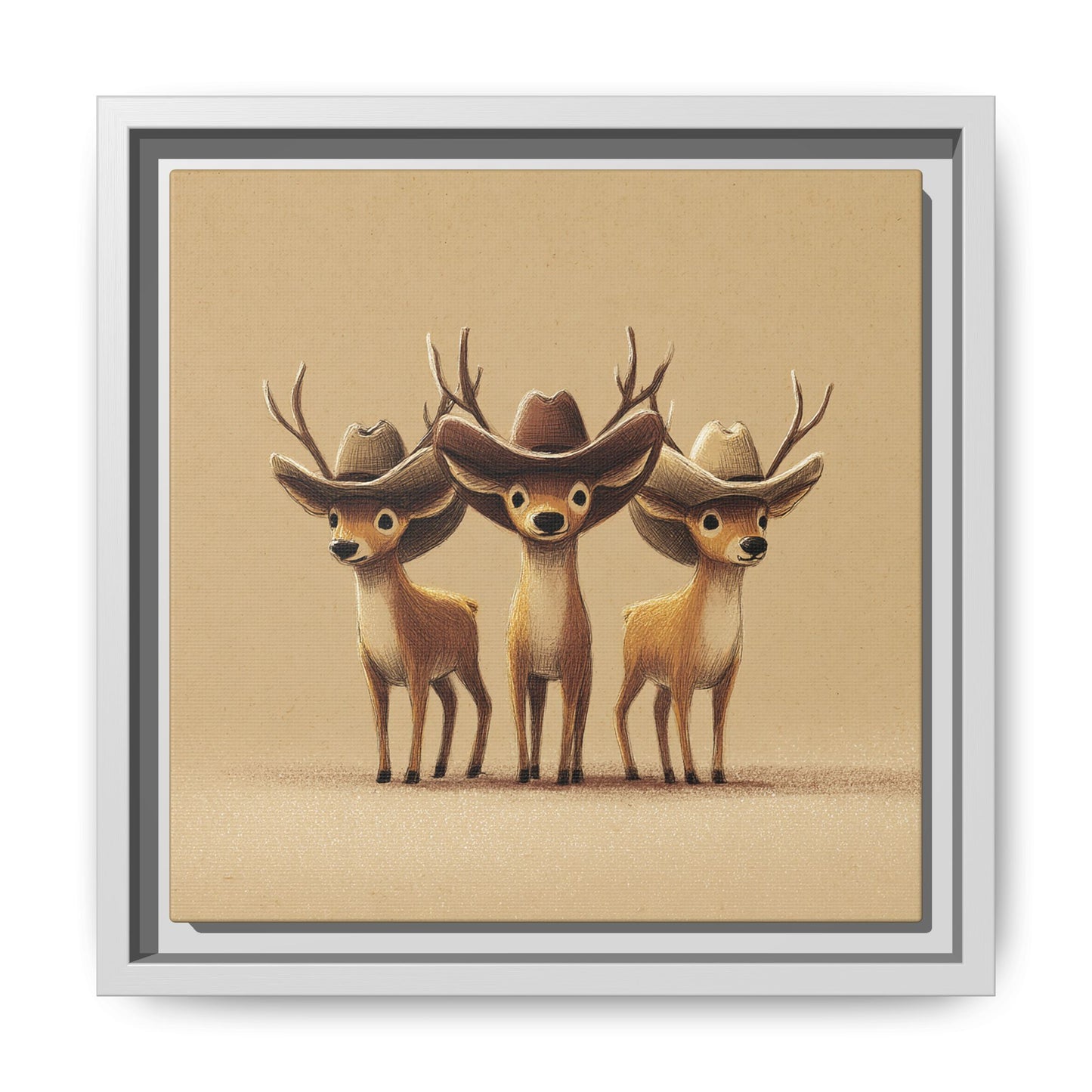 Cowboy Reindeers Christmas Framed Canvas Wall Art