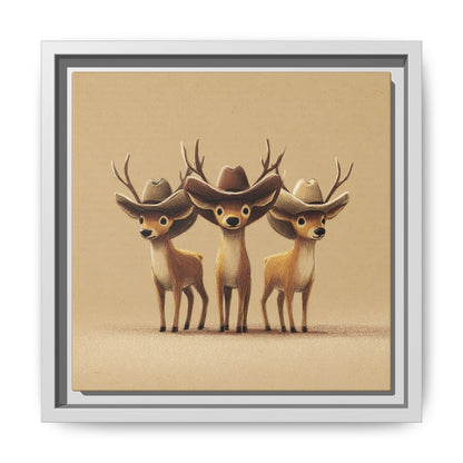 Cowboy Reindeers Christmas Framed Canvas Wall Art