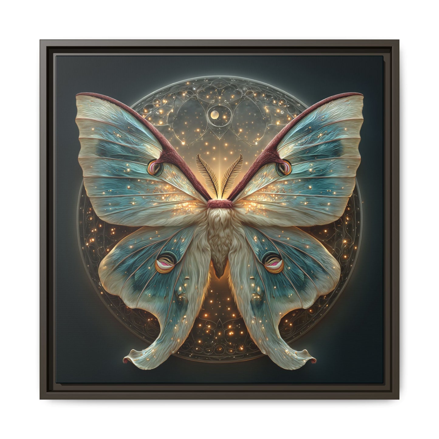 Luna Moth Square Framed Canvas Wall Art