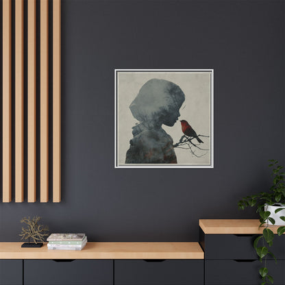 Child Silhouette Square Framed Canvas Wall Art