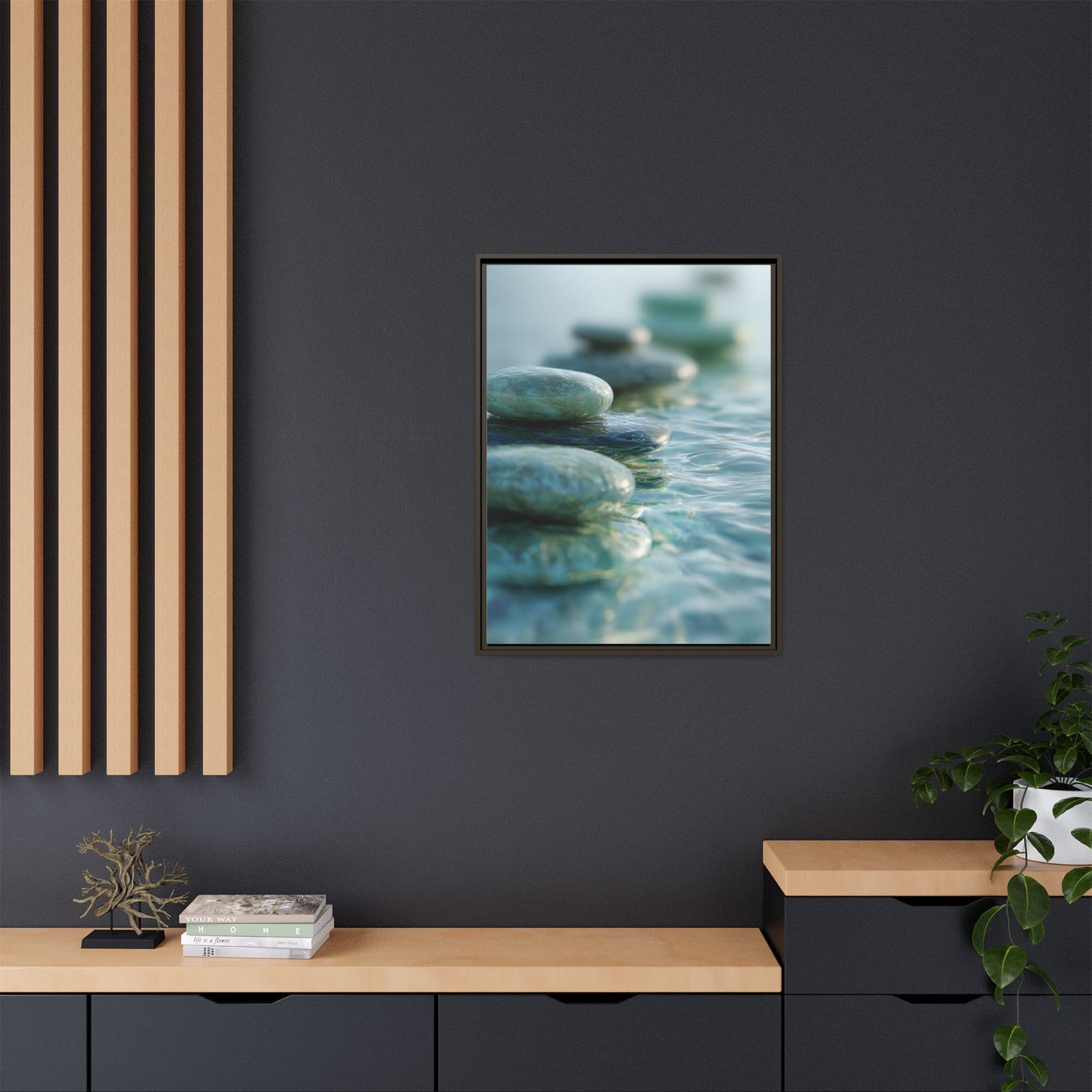 Stone Framed Canvas Wall Art- Zen Wall Decor