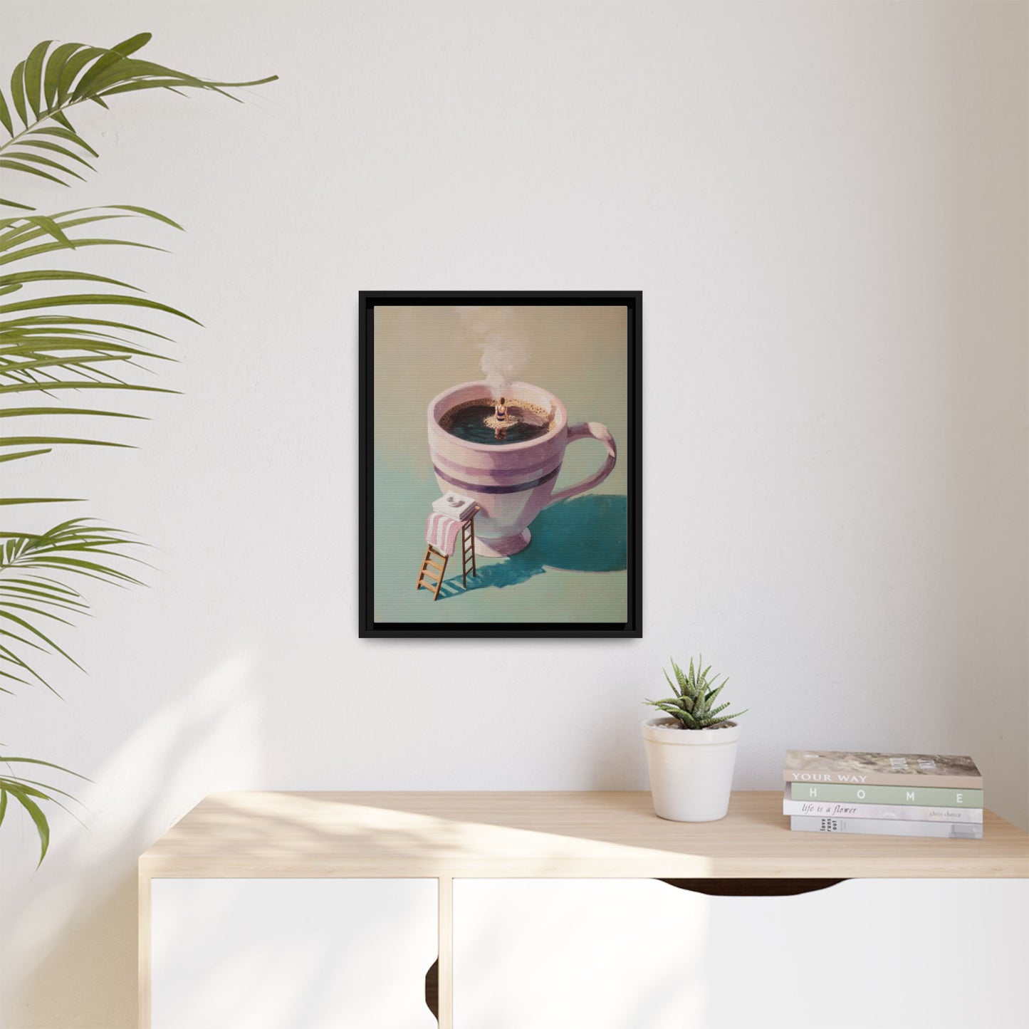 Funny Coffee Lover Framed Canvas Wall Art