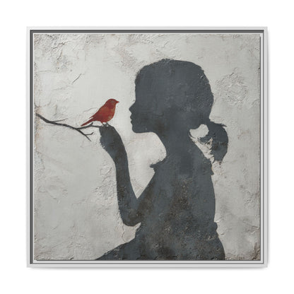 Child silhouette Square Framed Canvas Wall Art