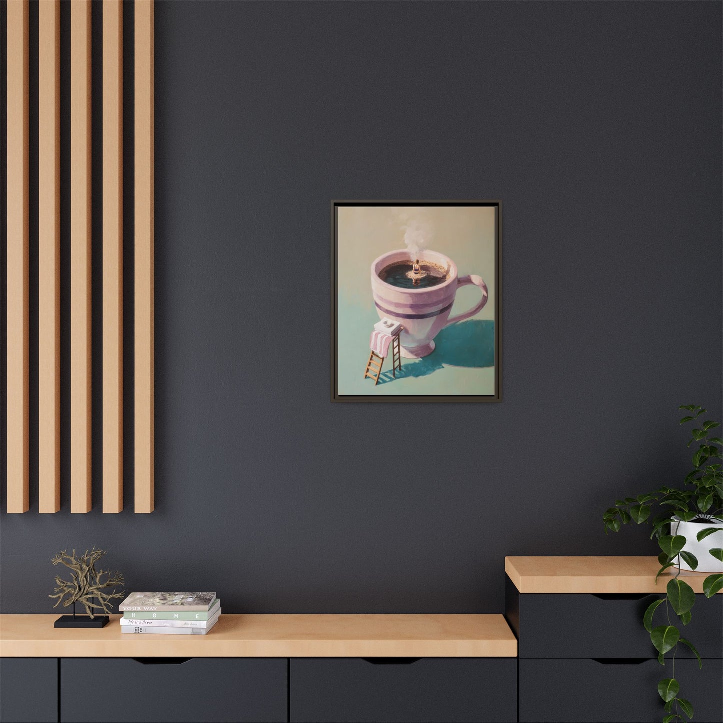 Funny Coffee Lover Framed Canvas Wall Art