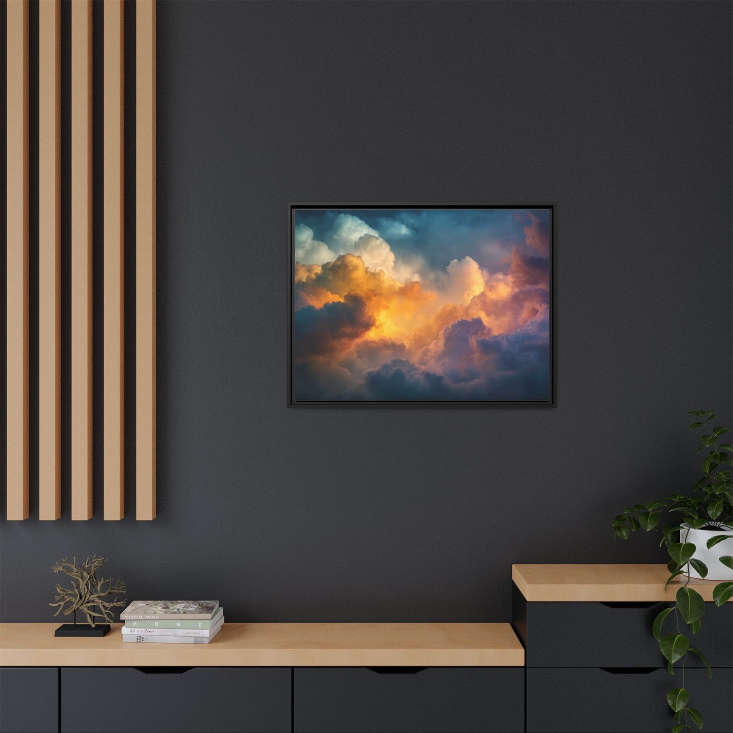 Calming Sky Cloud Framed Canvas Wall Art