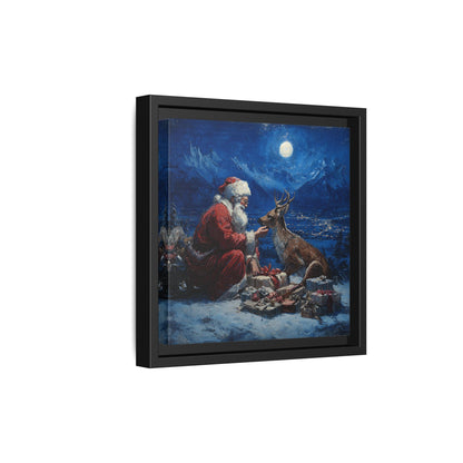 Dramatic Santa Claus Reindeer Christmas Framed Canvas Wall Art