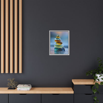 Calming Green Stones Framed Canvas Wall Art