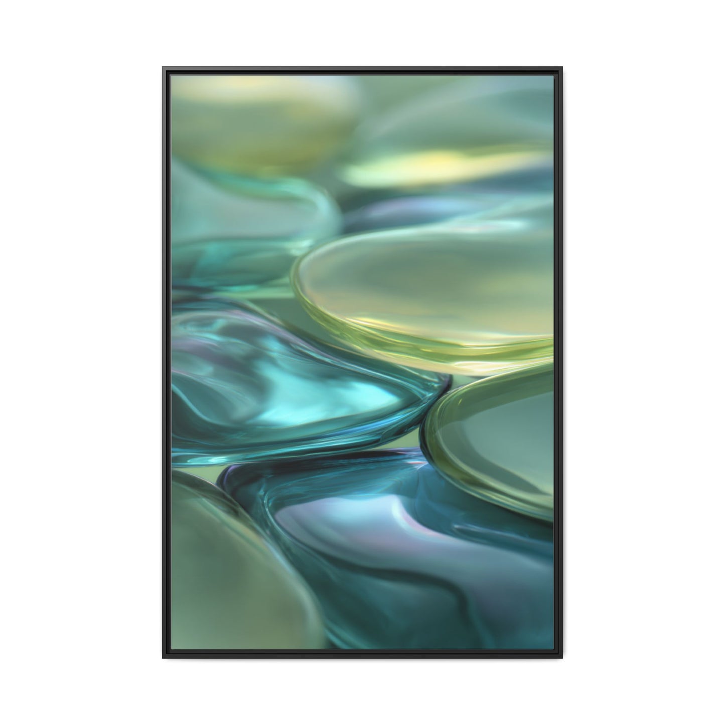 Abstract Green Stones Framed Canvas Wall Art