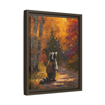 Autumn Raccoon Framed Canvas Wall Art