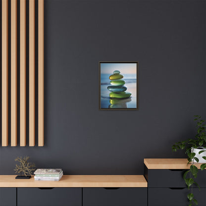 Calming Green Stones Framed Canvas Wall Art