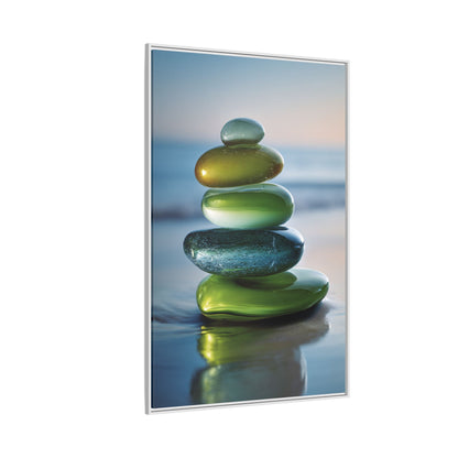 Calming Green Stones Framed Canvas Wall Art