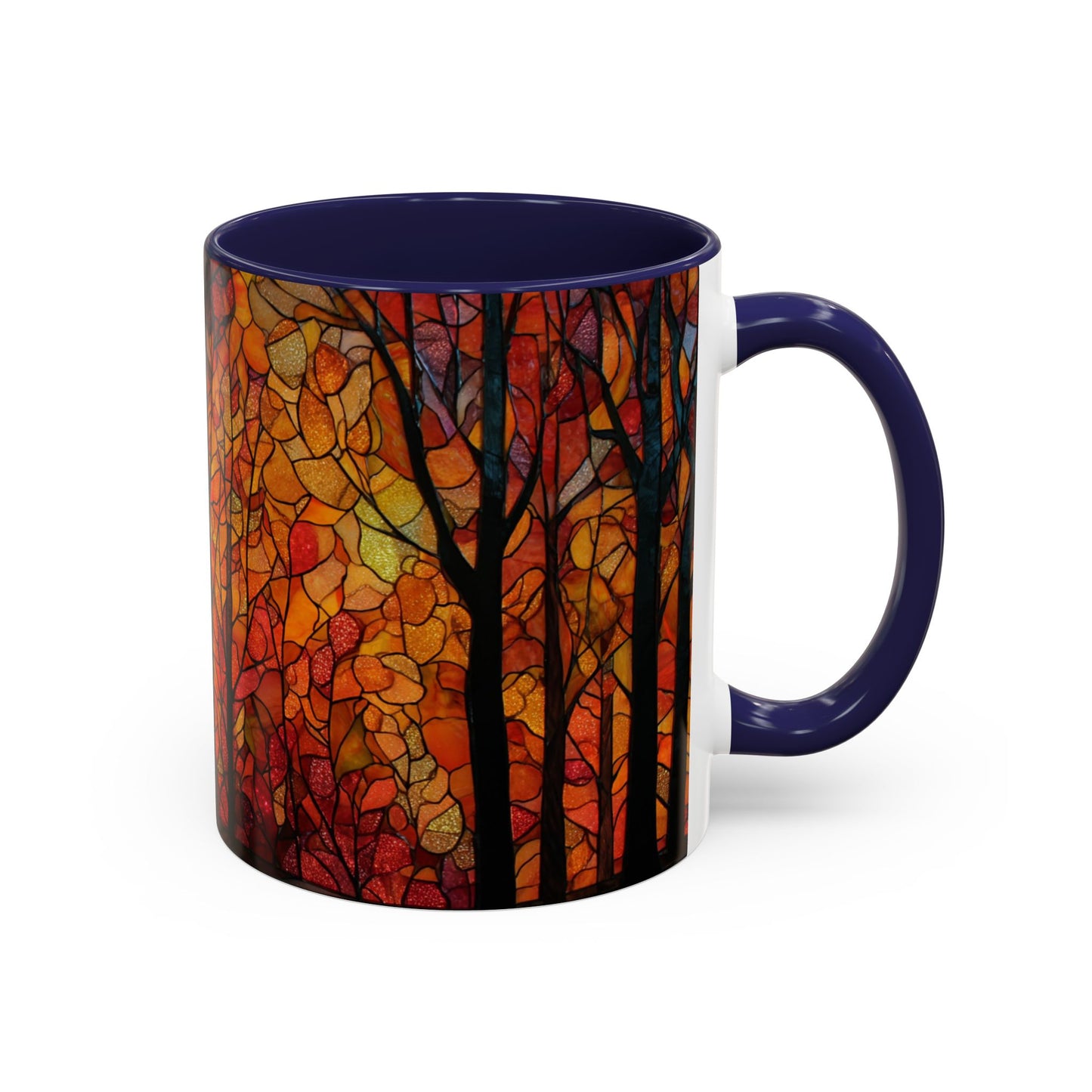 Autumn and Black Cat Stained Glass Effect Mug