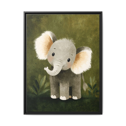 Baby Elephant Nursery Framed Canvas Wall Art