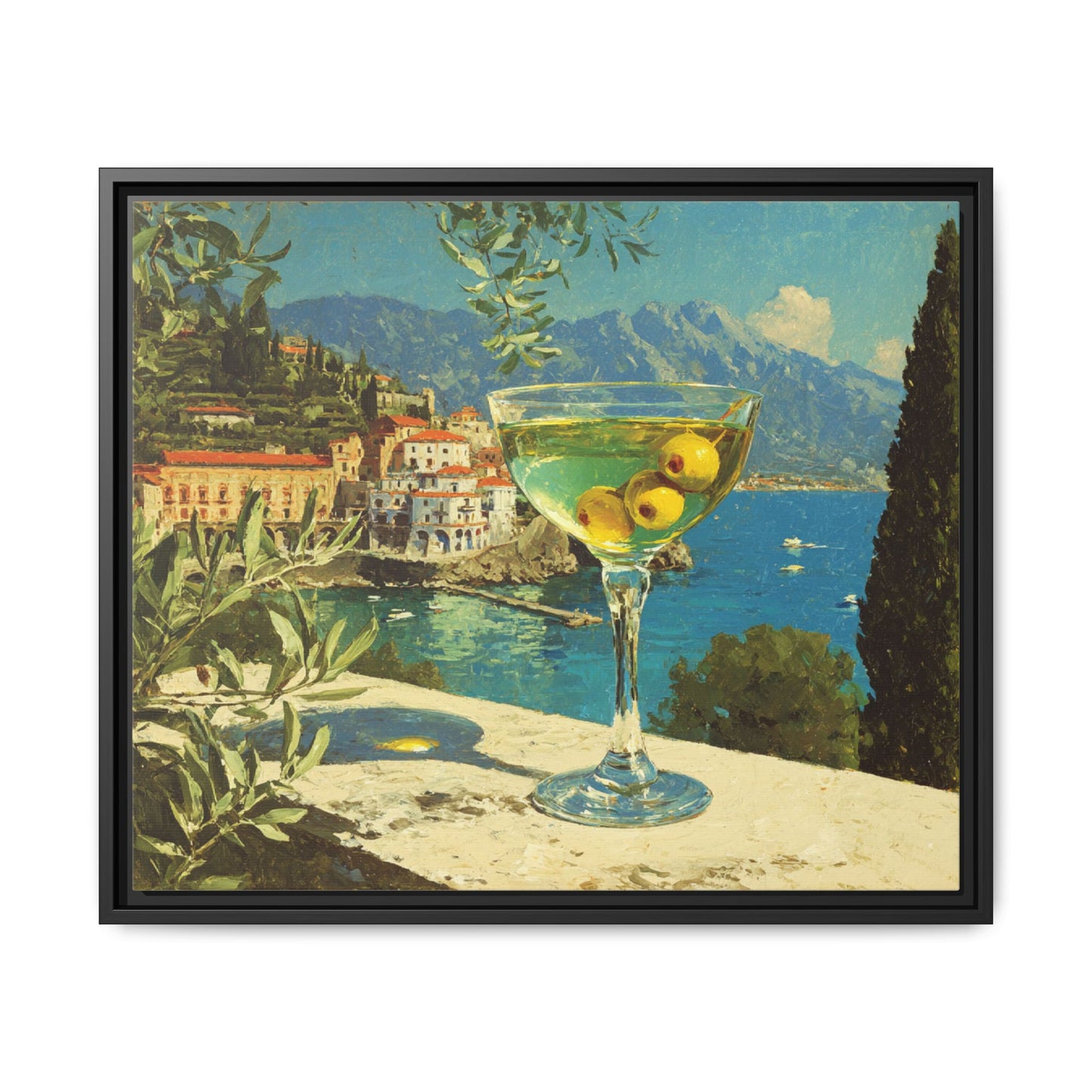 Martini Glass Framed Canvas Wall Art