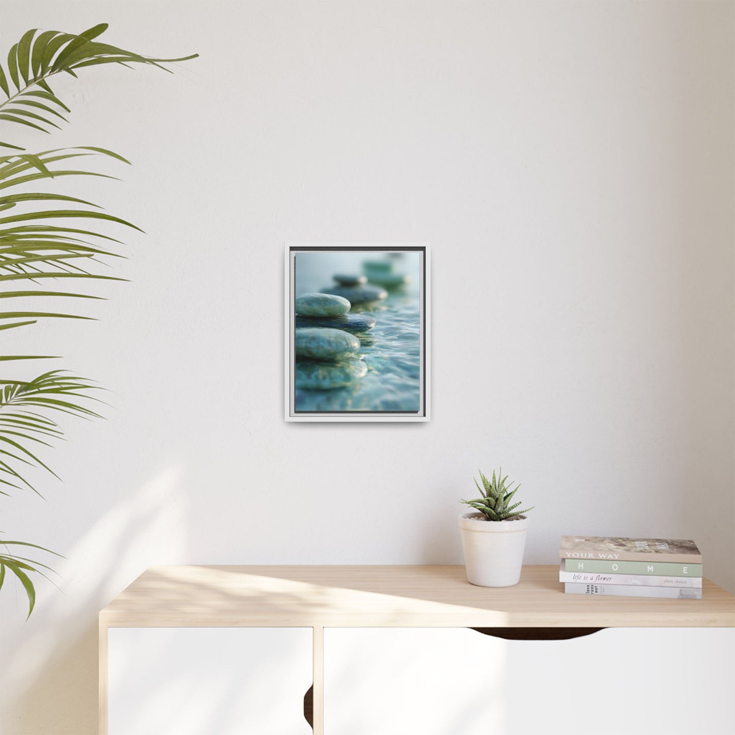 Stone Framed Canvas Wall Art- Zen Wall Decor