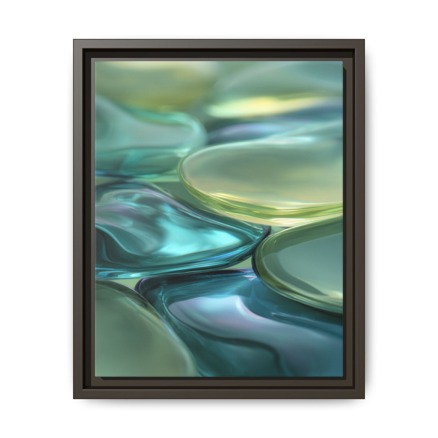 Abstract Green Stones Framed Canvas Wall Art