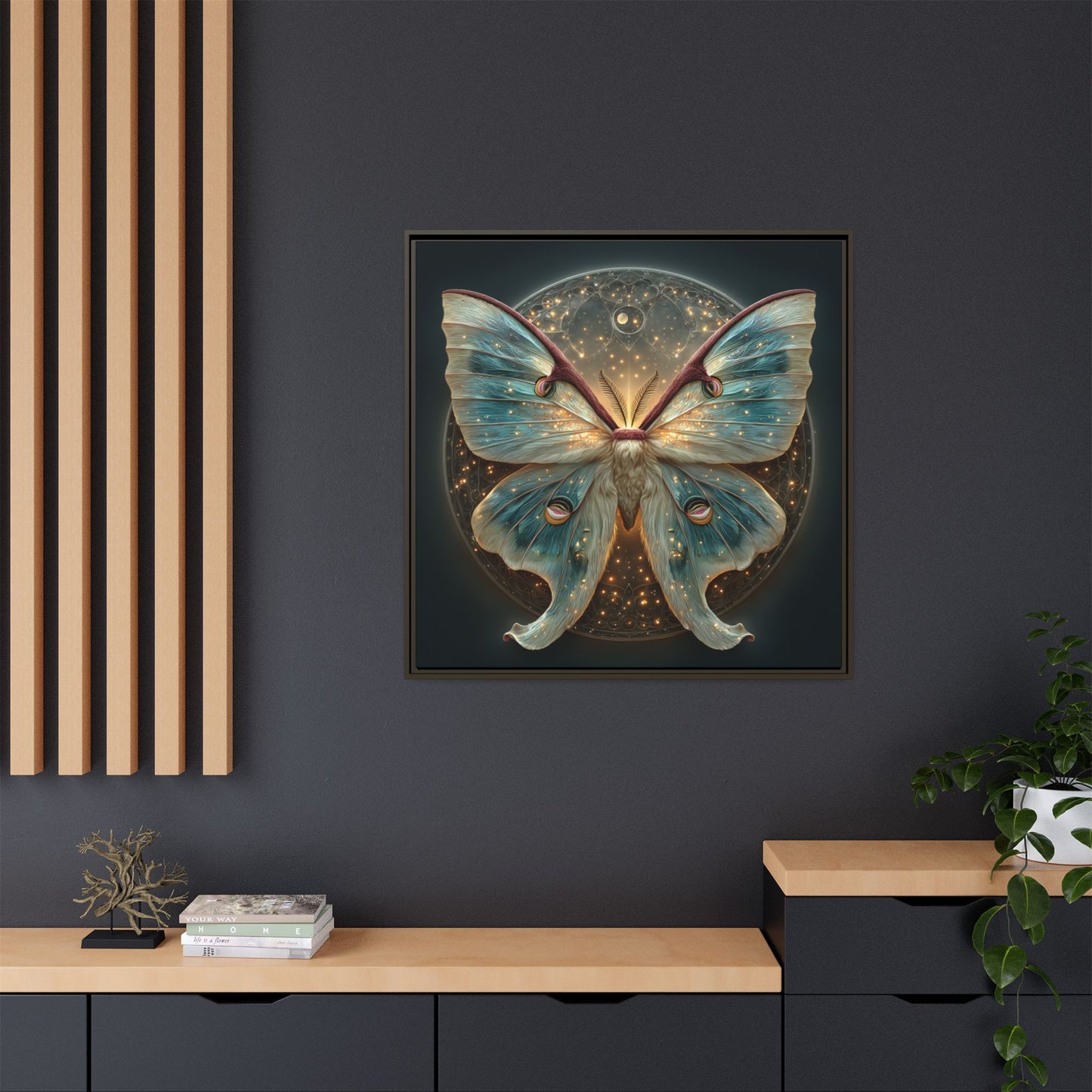 Luna Moth Square Framed Canvas Wall Art