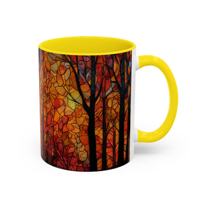 Autumn and Black Cat Stained Glass Effect Mug