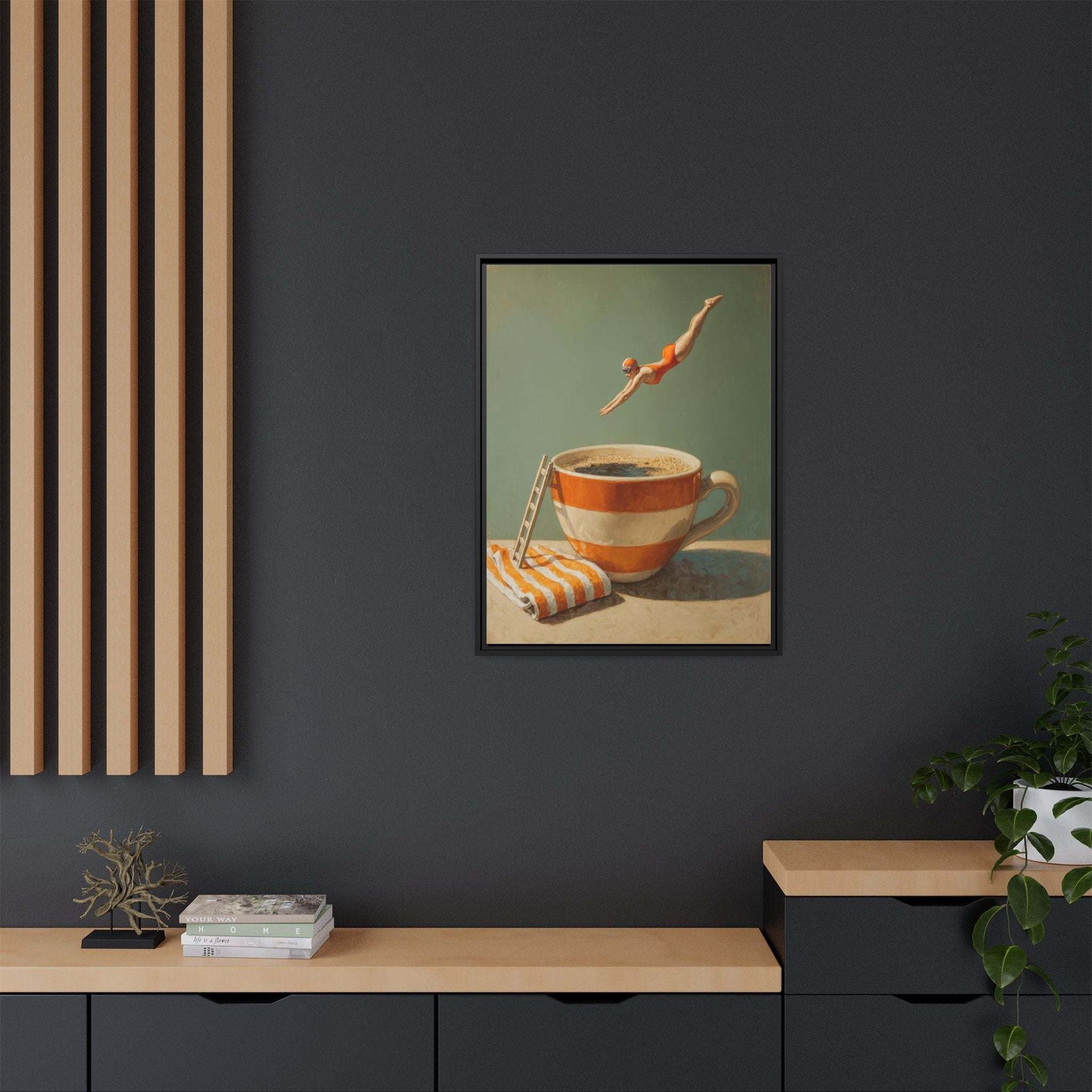 Retro Coffee Lover Framed Canvas