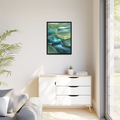 Abstract Green Stones Framed Canvas Wall Art