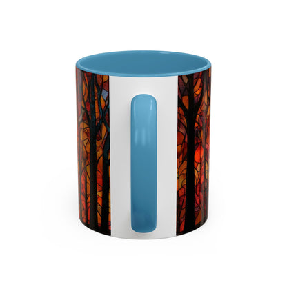 Autumn and Black Cat Stained Glass Effect Mug