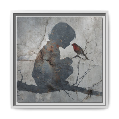 Child Silhouette Square Framed Canvas Wall Art