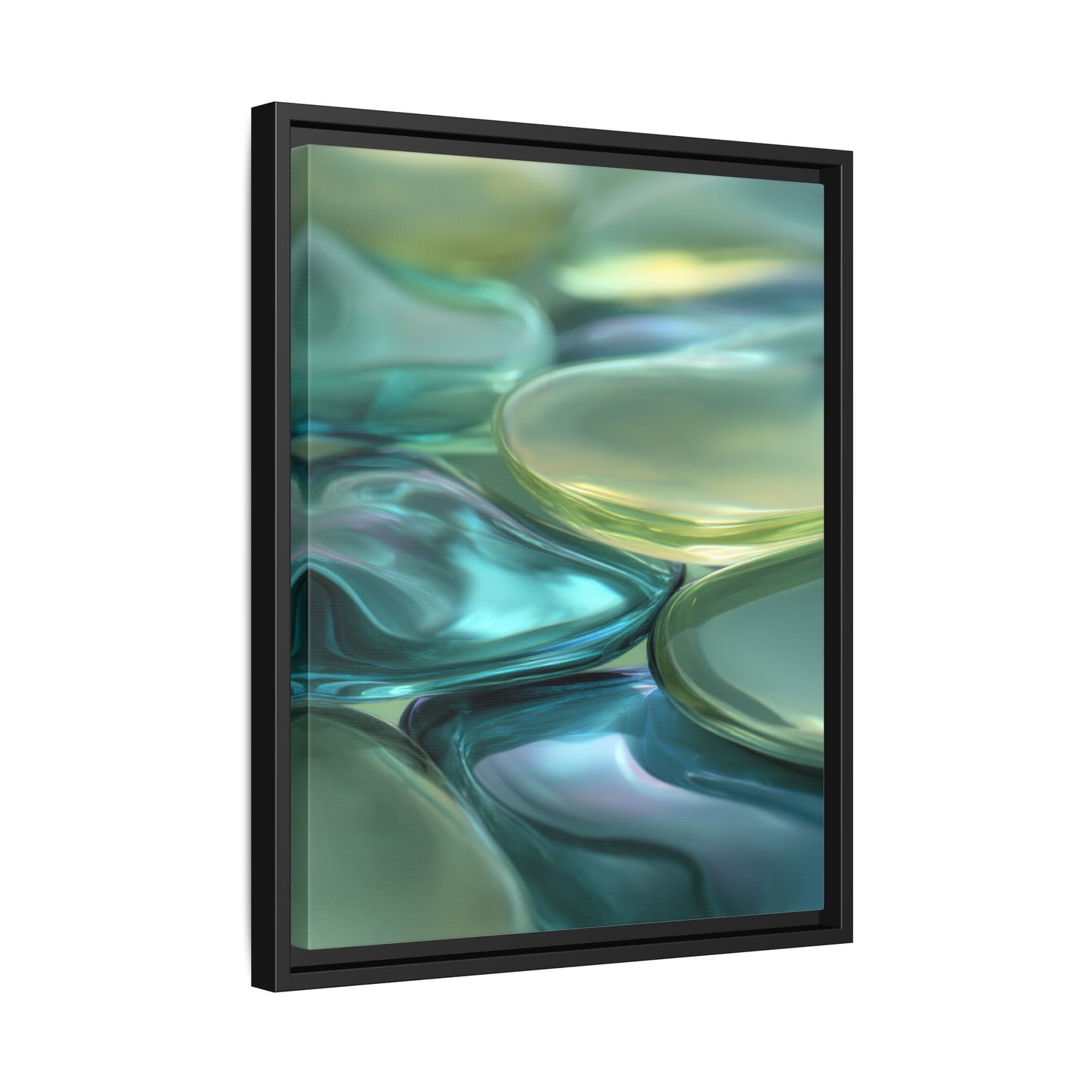 Abstract Green Stones Framed Canvas Wall Art
