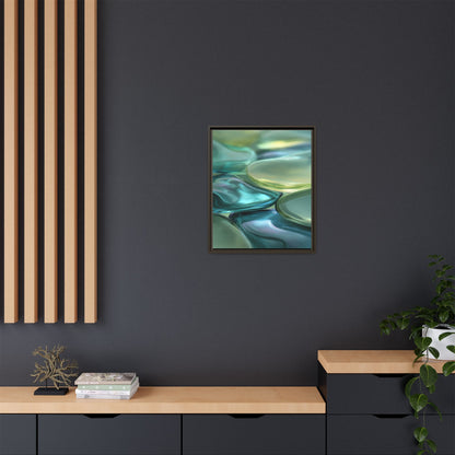 Abstract Green Stones Framed Canvas Wall Art