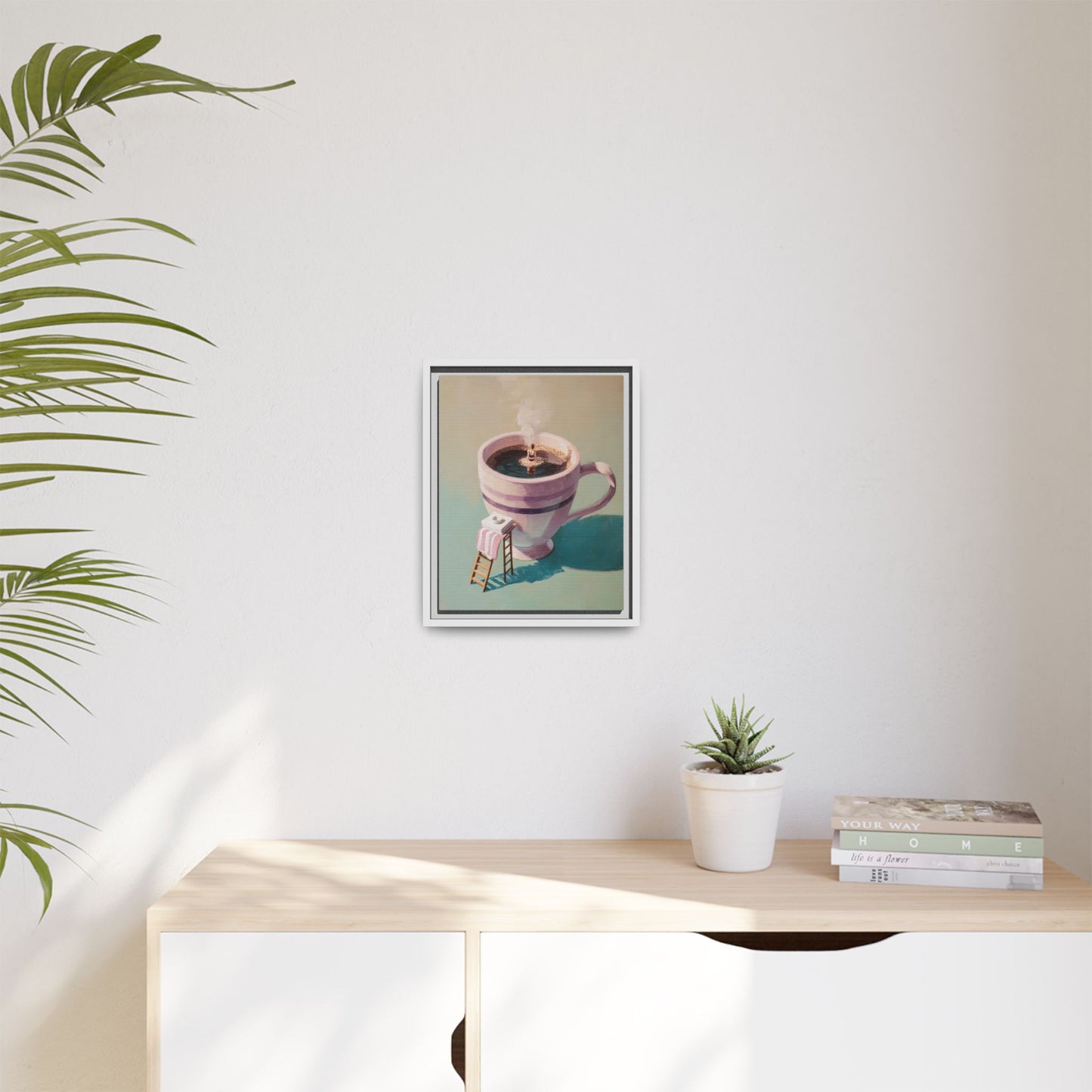 Funny Coffee Lover Framed Canvas Wall Art