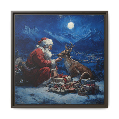 Dramatic Santa Claus Reindeer Christmas Framed Canvas Wall Art