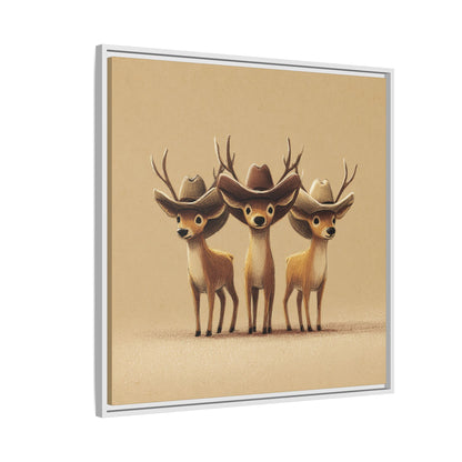 Cowboy Reindeers Christmas Framed Canvas Wall Art
