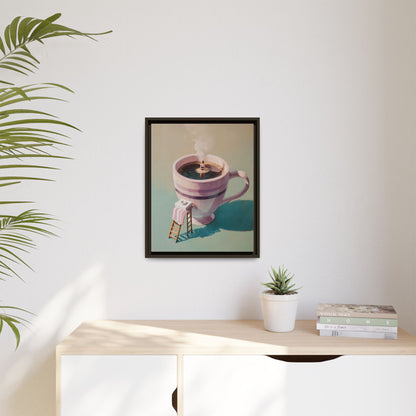 Funny Coffee Lover Framed Canvas Wall Art