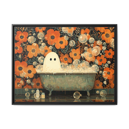 Ghost on Tub Framed Canvas Wall Art