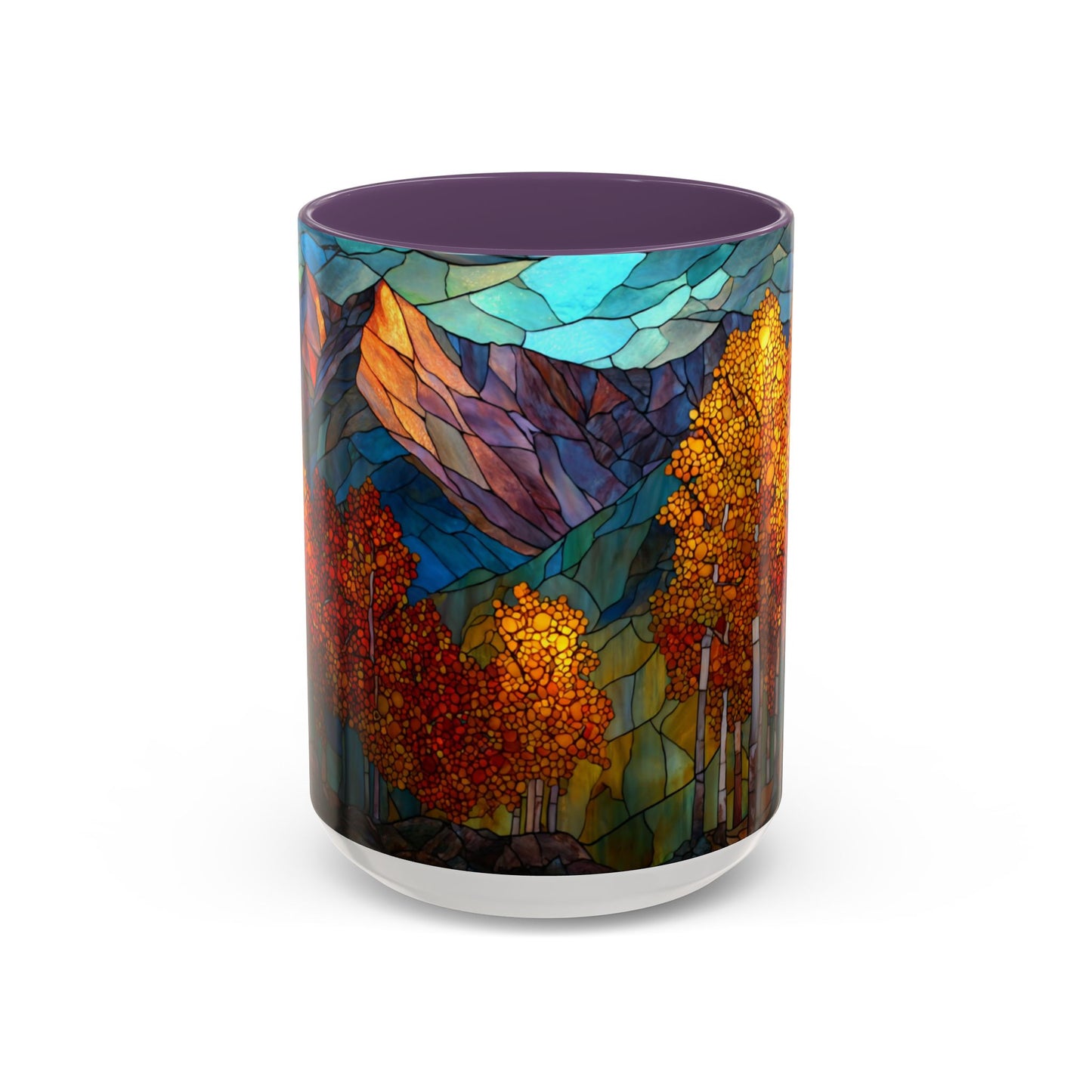 Autumn Mountain Stained Glass Effect Coffee Mug