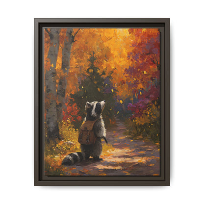 Autumn Raccoon Framed Canvas Wall Art
