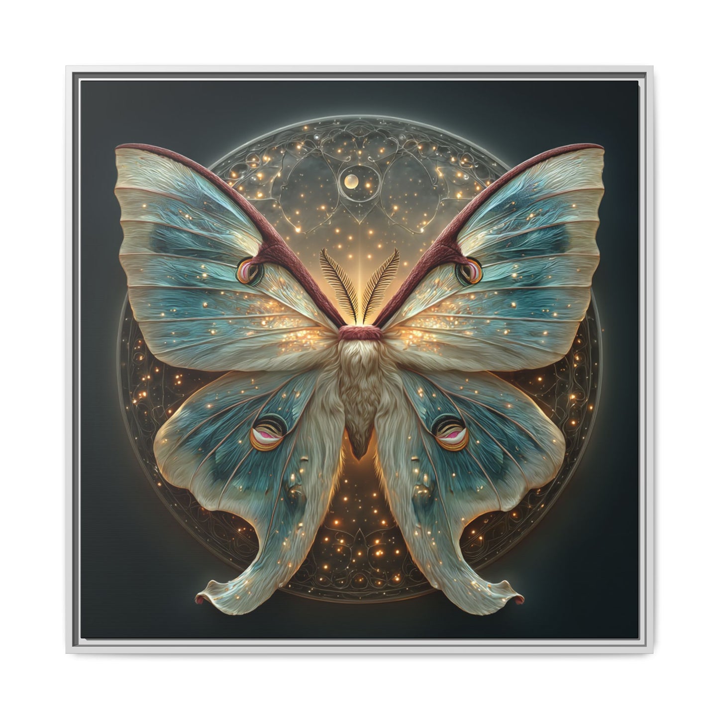 Luna Moth Square Framed Canvas Wall Art
