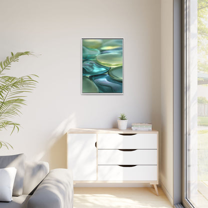 Abstract Green Stones Framed Canvas Wall Art