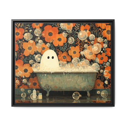Ghost on Tub Framed Canvas Wall Art