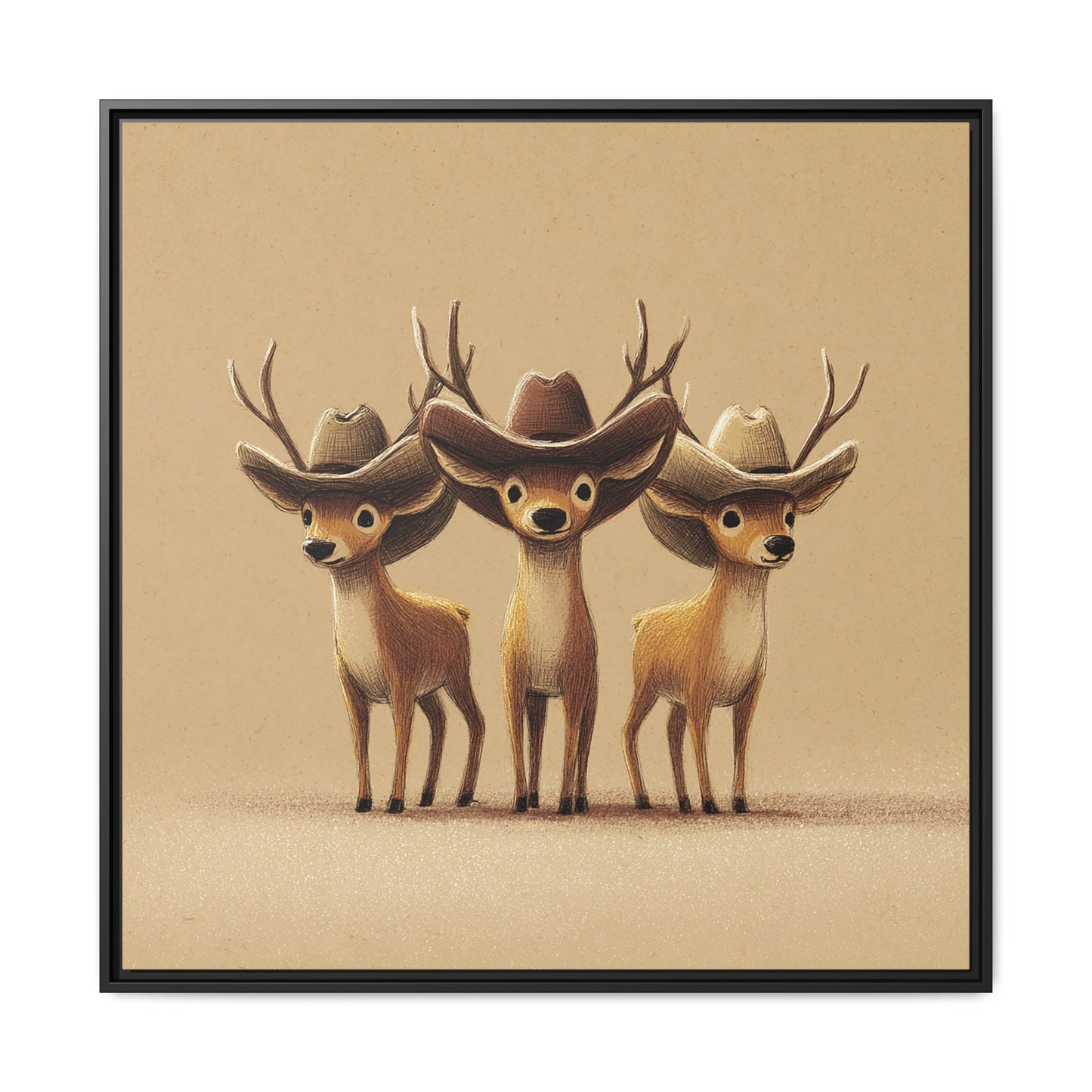 Cowboy Reindeers Christmas Framed Canvas Wall Art