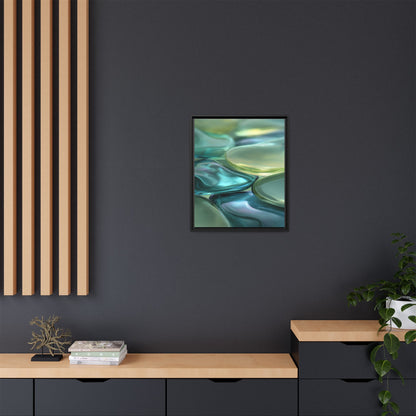 Abstract Green Stones Framed Canvas Wall Art