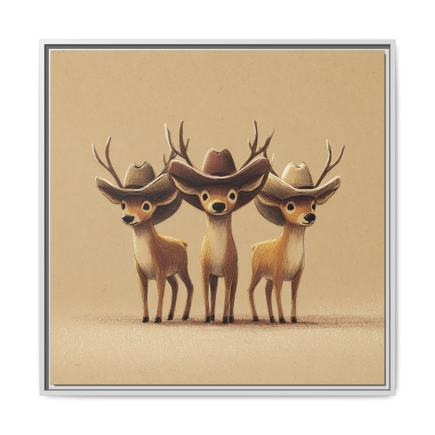 Cowboy Reindeers Christmas Framed Canvas Wall Art