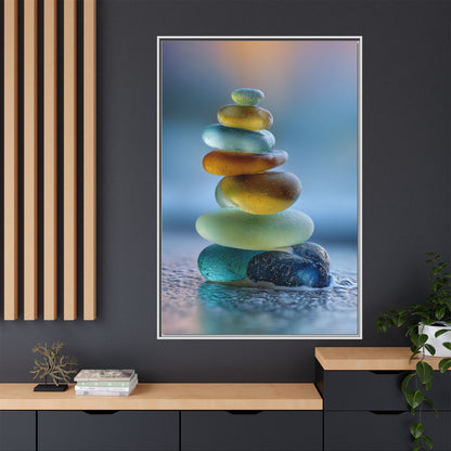 Calming Green Stones Framed Canvas Wall Art
