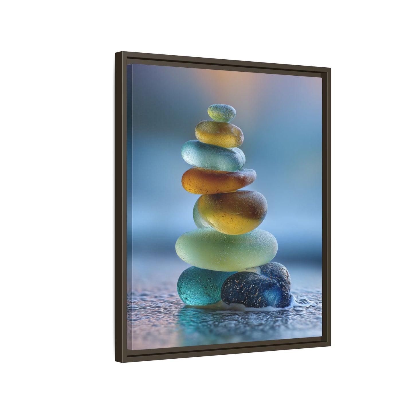 Calming Green Stones Framed Canvas Wall Art