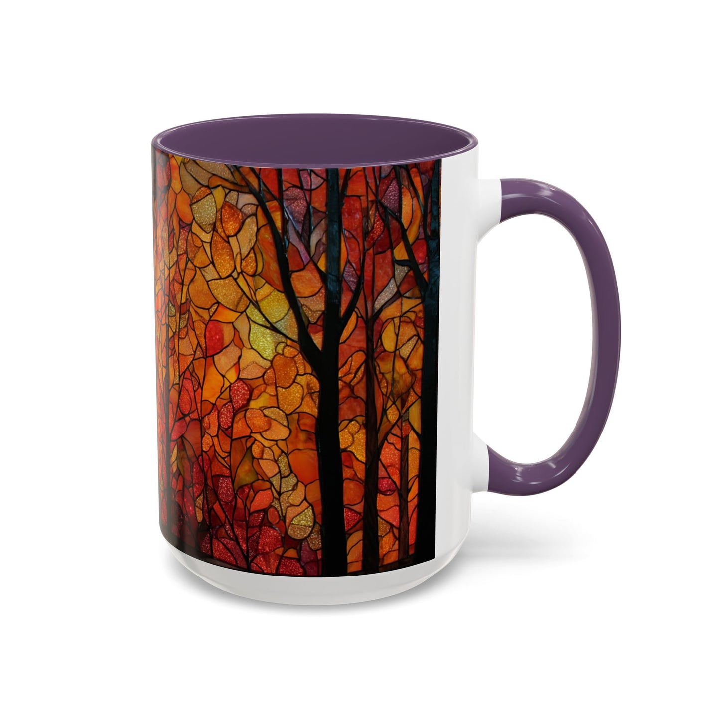Autumn and Black Cat Stained Glass Effect Mug