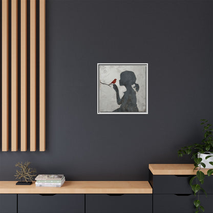 Child silhouette Square Framed Canvas Wall Art