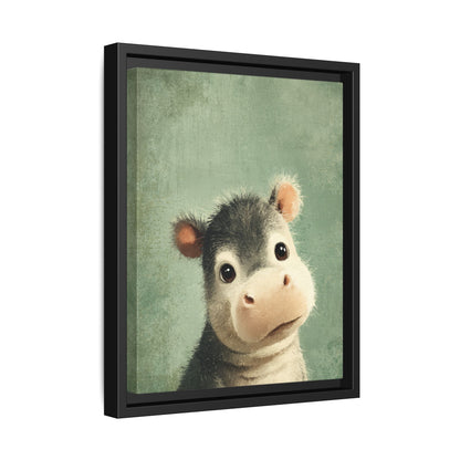 Baby Hippopotamus Nursery Framed Canvas Wall Art