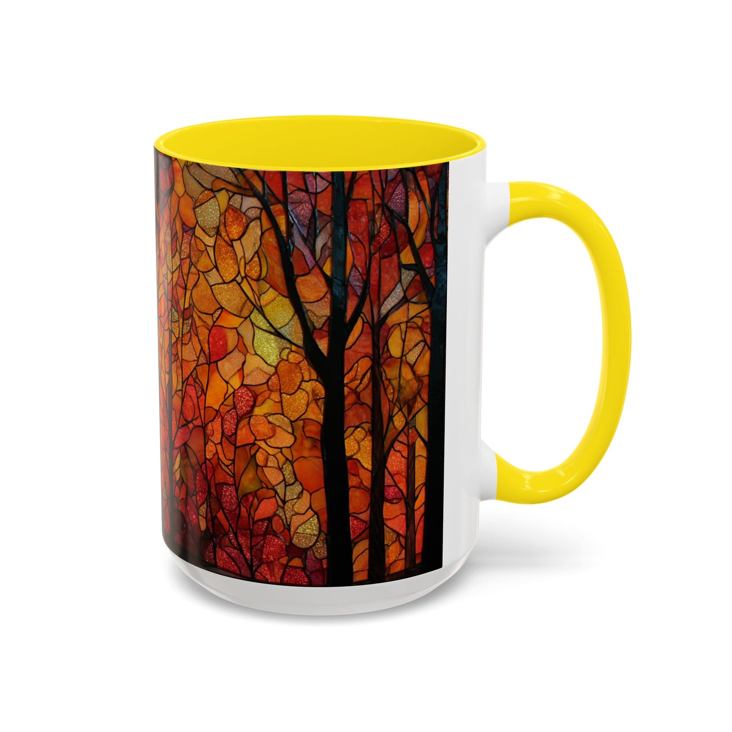 Autumn and Black Cat Stained Glass Effect Mug